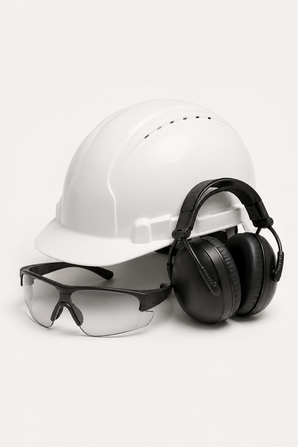 Kask, okulary i ochronniki słuchu
